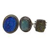 Image 4 : 6 New .925 Sterling Silver Gemstone Rings - Titanium Druzy, Pyrite, and Chalcedony.  Longest ring is