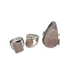 Image 2 : 6 New .925 Sterling Silver Rose Quartz Rings - Longest ring is 38 mm - Total Weight: 72.3 grams