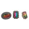 Image 2 : 6 New .925 Sterling Silver Watermelon Tourmaline  Rings - Longest ring is 37mm - Total Weight: 63.4