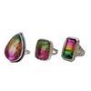 Image 3 : 6 New .925 Sterling Silver Watermelon Tourmaline  Rings - Longest ring is 37mm - Total Weight: 63.4