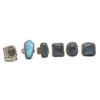 Image 1 : 6 New .925 Sterling Silver Polished Labradorite Rings - Longest ring is 33 mm - Total Weight: 54.7 g