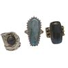 Image 2 : 6 New .925 Sterling Silver Polished Labradorite Rings - Longest ring is 33 mm - Total Weight: 54.7 g