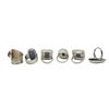 Image 4 : 6 New .925 Sterling Silver Polished Labradorite Rings - Longest ring is 33 mm - Total Weight: 54.7 g