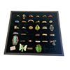 Image 1 : Tray of 30 Fashion & Costume Rings - Metal Rings with a variety of designs & sizes (Display tray not
