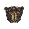 Image 1 : Vintage Sterling Silver Garnet Leopard Head Ring with Gold Overlay - Size 7 ring is 24 mm wide and w