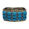 Image 1 : .925 Silver Turquoise Pave Ring with Gold Accents - 13 mm wide - Size 7 - Weight: 7.4 grams