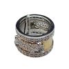 Image 1 : .925 Silver Diamonelle Running Panther Band Ring with Gold Overlay - Size 6 - 14.7 mm wide - Weight: