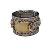 Image 2 : .925 Silver Diamonelle Running Panther Band Ring with Gold Overlay - Size 6 - 14.7 mm wide - Weight: