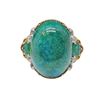 Image 1 : .925 Silver Chrysocolla Cabochon Ring with Crystal Accents & Gold Overlay - 21 mm wide - Size 7 - We