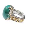 Image 2 : .925 Silver Chrysocolla Cabochon Ring with Crystal Accents & Gold Overlay - 21 mm wide - Size 7 - We