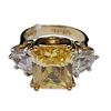 Image 1 : .925 Silver Citrine and Crystal Ring - 12.8mm wide - Size 67 - Weight: 9.6 grams
