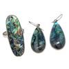 Image 1 : Sterling Silver Abalone Earrings & Ring - Ring  is 1.75" long - Total weight: 18.3 grams