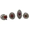 Image 1 : 4 New Sterling Silver Garnet Cabochon Rings -  Total weight: 37.6  grams