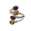 Image 2 : Sterling Silver Garnet Ring & Bracelet with Moonstone, Citrine & Garnet - Bracelet is 1.5" wide