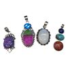 Image 1 : 4 New Sterling Silver & Gemstone Pendants - Total Weight: 46 grams