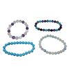 Image 1 : 4 Natural Polished Gemstone Bead Bracelets - Rose Quartz, Turquoise Howlite, Amethyst, and Blue Agat