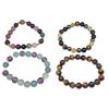 Image 1 : 4 Natural Polished Gemstone Bead Bracelets - Tiger's Eye, Amethyst, Aventurine, Hematite and more (1