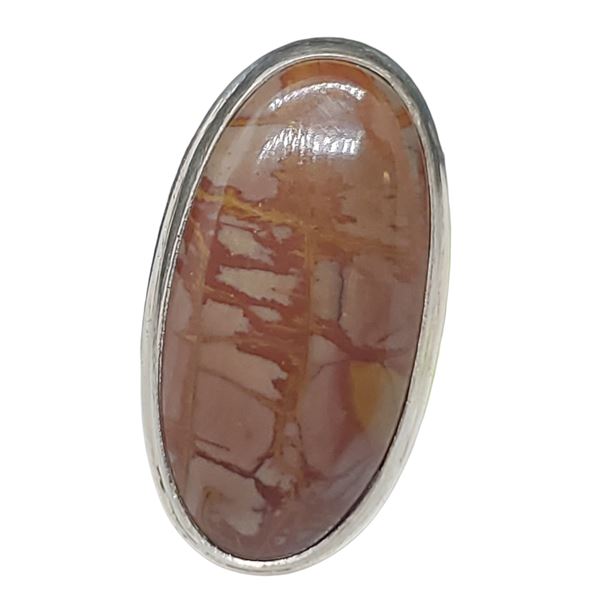 New Noreena Jasper Cabochon Ring Set in .925 Sterling  Silver - Jasper stone is 16mm x 34mm (ring si