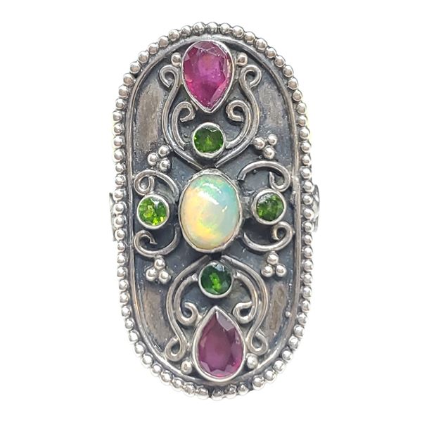 New Garnet Opal & Peridot Ring Set in .925 Sterling Silver - Size 10 ring is: 38mm long - Total weig
