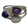 Image 1 : New Moonstone, Lapis & Amethyst Cabochon Ring Set in .925 Sterling Silver - Size 8.5 ring is13.5mm l
