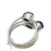 Image 2 : New Moonstone, Lapis & Amethyst Cabochon Ring Set in .925 Sterling Silver - Size 8.5 ring is13.5mm l