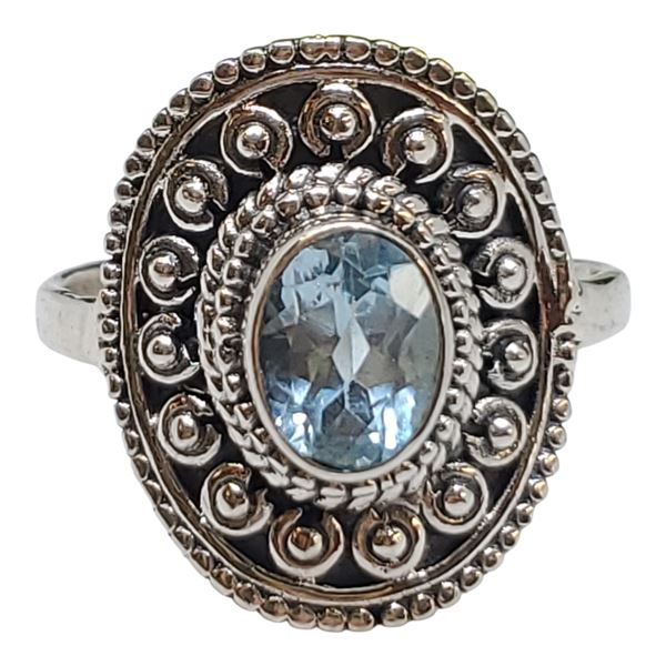 New  Blue Topaz Ring Set in .925 Sterling Silver - Size 10 ring is 20mm long  - Total weight includi