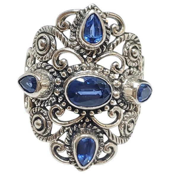 New London Blue Topaz Crystal Ring Set in .925 Sterling Silver - Size 8 ring is 27mm long  - Total w