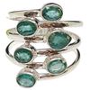 Image 1 : New Faceted Emerald Crystal Ring Set in .925 Sterling Silver - Size 9.5 ring is 23mm long - Total we