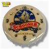 Image 1 : Vintage Schooner Lager Beer Bottle Cap Wall Clock 9-Inch White Metal