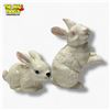 Image 1 : Pair of Vintage Unmarked White Ceramic Runny Rabbits Figurines