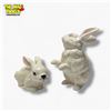Image 2 : Pair of Vintage Unmarked White Ceramic Runny Rabbits Figurines