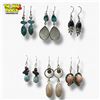 Image 1 : 6 New Pairs of Sterling Silver Gemstone & Agate Earrings - All for pierced ears