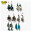 Image 1 : 6 New Pairs of Sterling Silver Gemstone & Agate Earrings - All for pierced ears