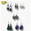 Image 1 : 6 New Pairs of Sterling Silver Gemstone & Agate Earrings - All for pierced ears