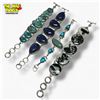 Image 1 : 4 New  Wide Gemstone Toggle Bracelets in Silver Settings - Howlite Turquoise, Lapis, Garnet, Zebra J