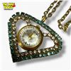 Image 2 : Vintage Lucky DeLuxe Rhinestone Pendant Watch (pendant is 2" x 2.5")