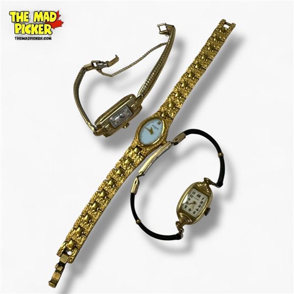 3 Vintage ladies Wrist Watches - Elgin, Bulova & Wittnauer