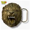 Image 1 : 1997 GAP Garage Brass Plated Pewter 3" Lion Belt Buckle with Movable Jaw - 4480