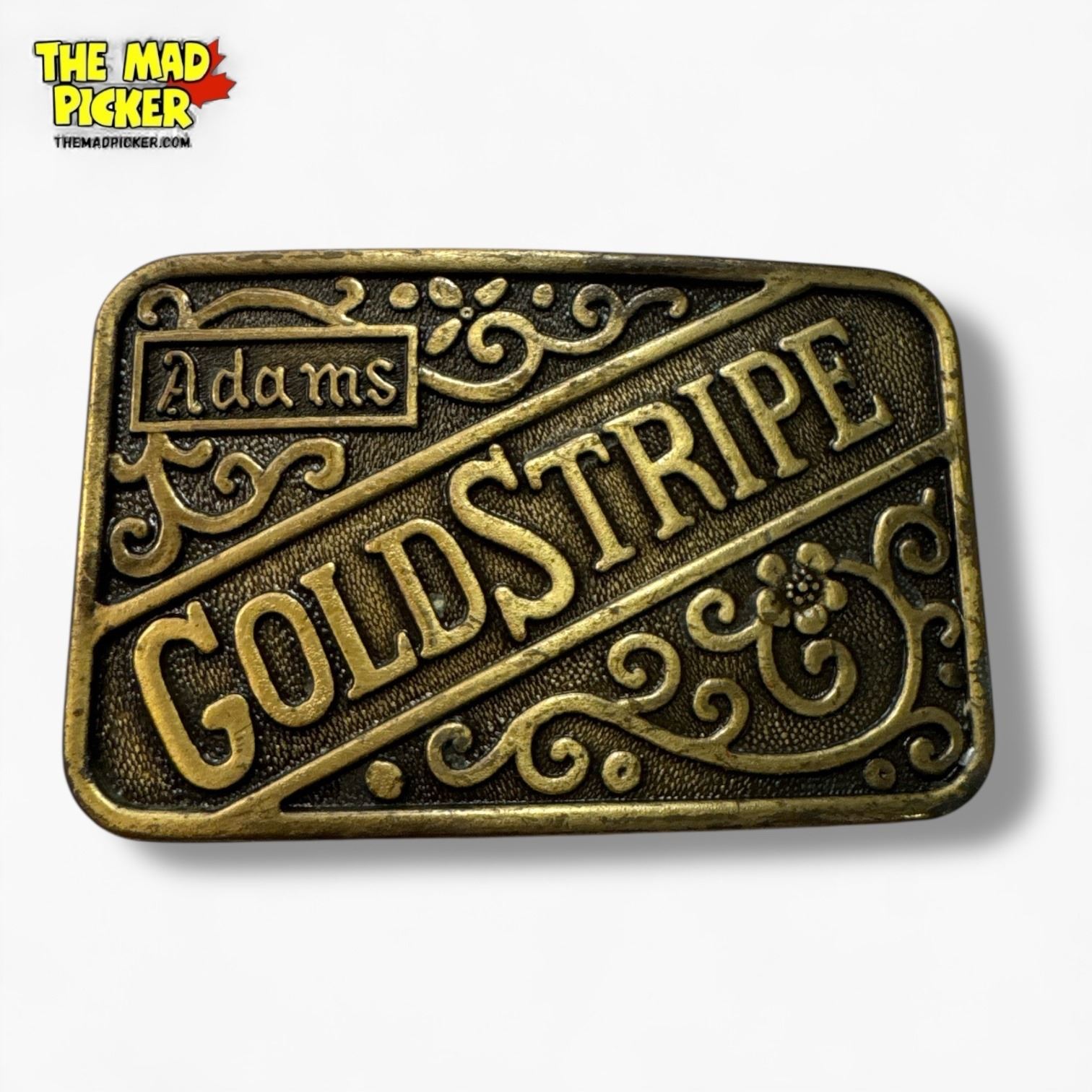 Adams Buckles Adams Gold Stripe Brass Belt Buckle - 2.5