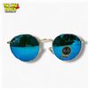 Image 2 : New Genuine Ray-Ban Round Flash Sunglasses - Gold Wire Frame with Blue G-15 Lenses