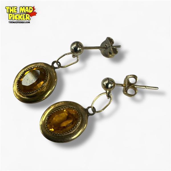 Gold Plated Topaz Earrings - Post & Butterfly Back - Topaz is 7mm x 8.5mm