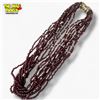 Image 1 : 10 Strand Garnet Bead Necklace - 16" long with Gold Plated Spacers and 3 mm beads. Magnetic Gold Pla