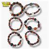 Image 1 : 4 Buddha Stone Gemstone Stretch Bracelets with Cloth Bag (6 mm - 8 mm beads)