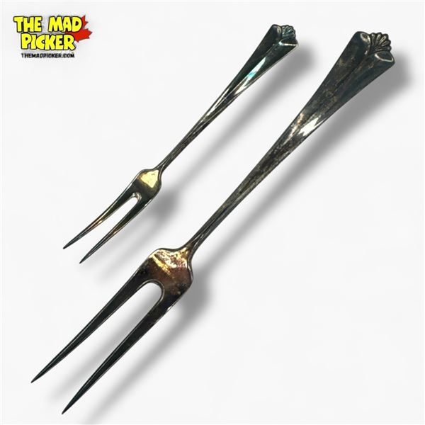 .830 Silver David Anderson Radhus Pattern 9" Meat Fork & 6" Cocktail Fork - Total Weight: 79.7 Grams