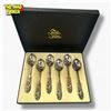 Image 1 : .830 Silver Vintage Brodrene Mylius Norway 6 Piece Tele Pattern 4.5" Teaspoon Set - Total Weight: 63