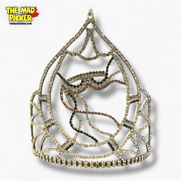 Rhinestone Tiara with Adjustable Band (missing 1 clear stone) front is 8" x 6" tall