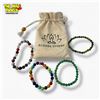 Image 1 : 4 Buddha Stone Gemstone Stretch Bracelets with Cloth Bag (6 mm - 8 mm beads)