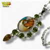 Image 2 : New Sterling Silver Spiny Oyster Turquoise, Peridot & Citrine Necklace (20 x 48 mm pendant on 26" ch