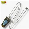 Image 1 : New Sterling Silver Blue Lace Agate Necklace with Golden Accents- (34 x 61 mm pendant on 28" chain)