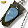 Image 2 : New Sterling Silver Blue Lace Agate Necklace with Golden Accents- (34 x 61 mm pendant on 28" chain)